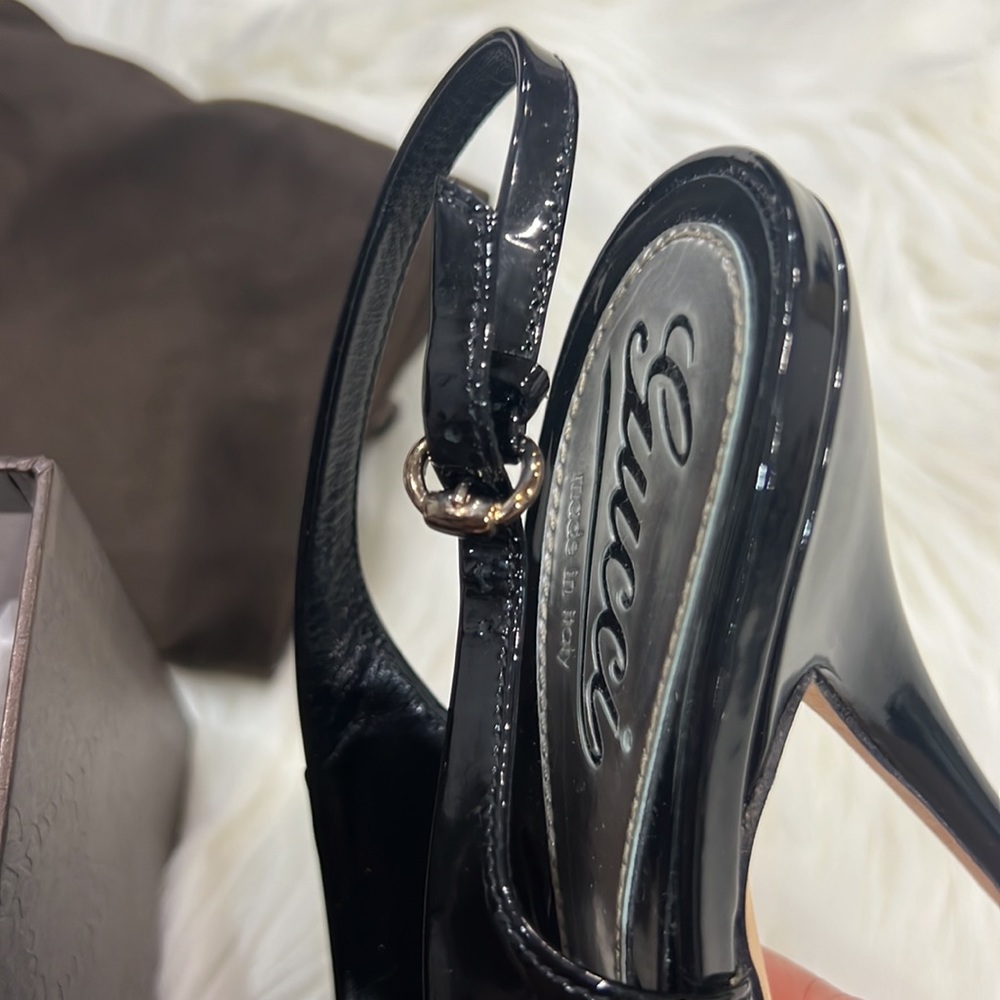 Gucci 35.5 peep toe slingback black patent pumps - Picture 6 of 7